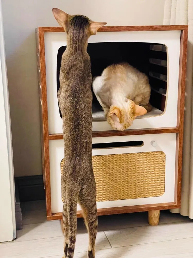 Solid Wood Cat Beds Creative Cat Furniture Bed House Pet Kitten Cats Home Houses Pets Supplies Hiding Beds Tunnel Rooms Houses