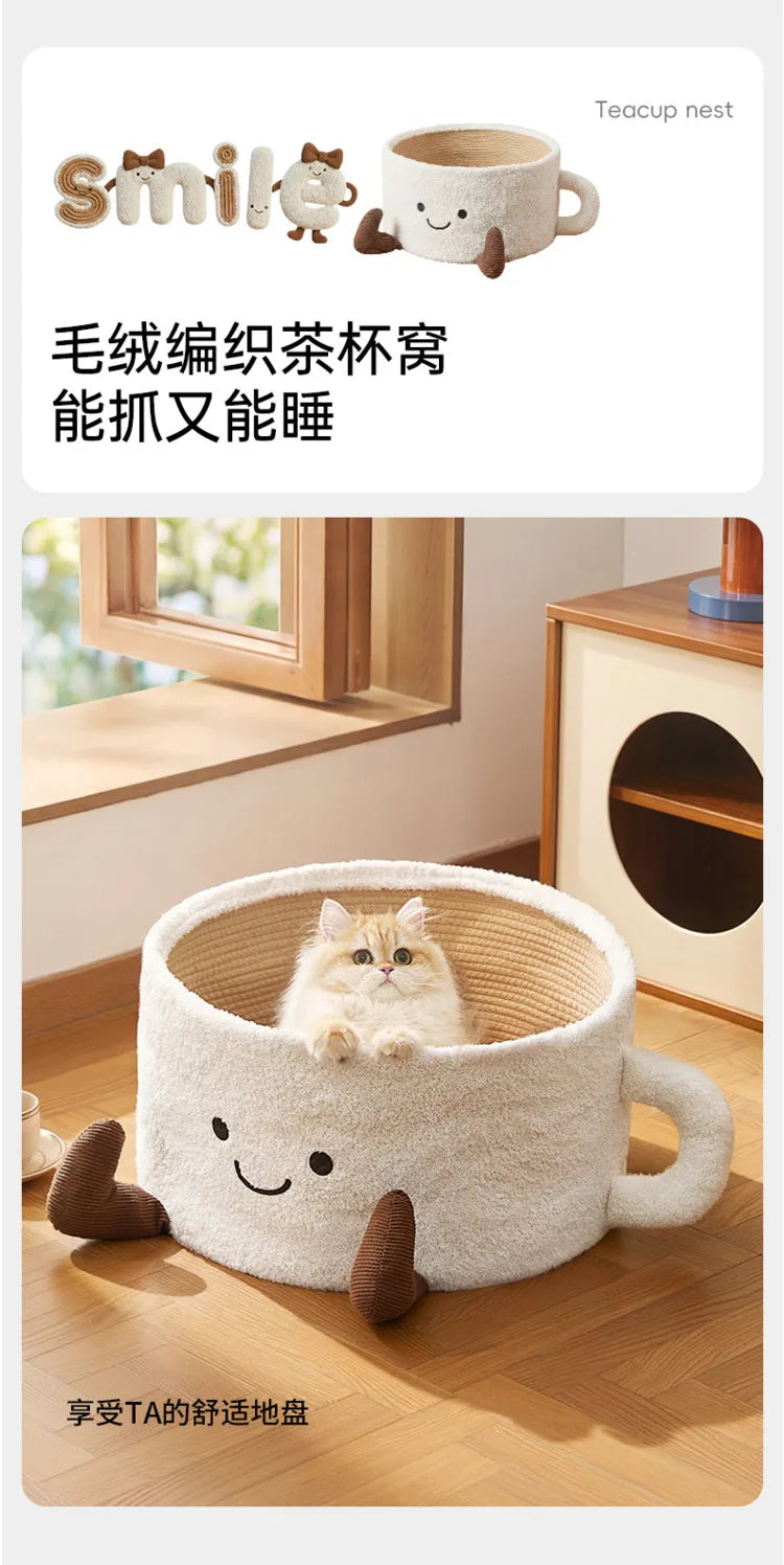 Cat Bed With Scratching Board Semi Enclosed Cozy Nest For Indoor Cats Kittens And Pets Perfect Christmas Gift For Cat Lovers