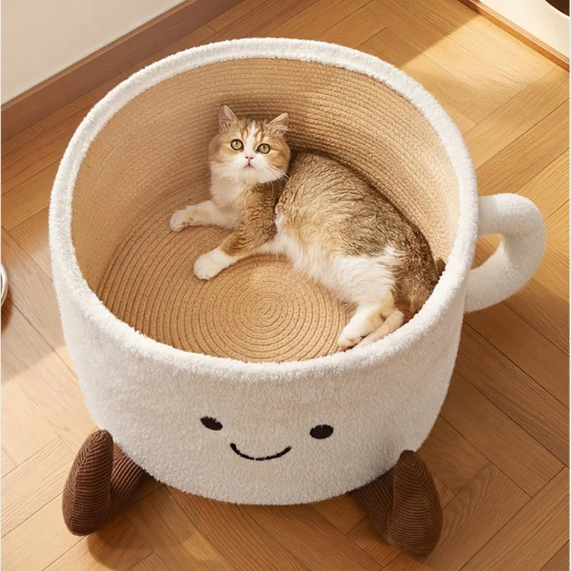 Cat Bed With Scratching Board Semi Enclosed Cozy Nest For Indoor Cats Kittens And Pets Perfect Christmas Gift For Cat Lovers