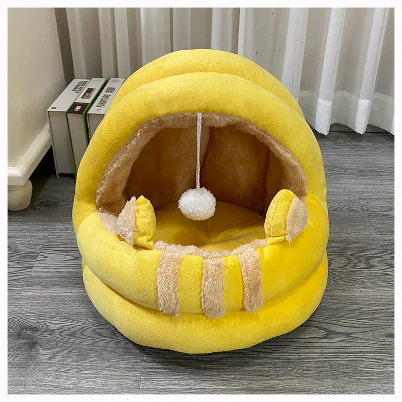 Cat Bed House Kennel Nest Round Pets Sleeping Cave Kitten Beds Pet Basket Cozy Kitten Lounger Cushion Cat House Tent Dog House