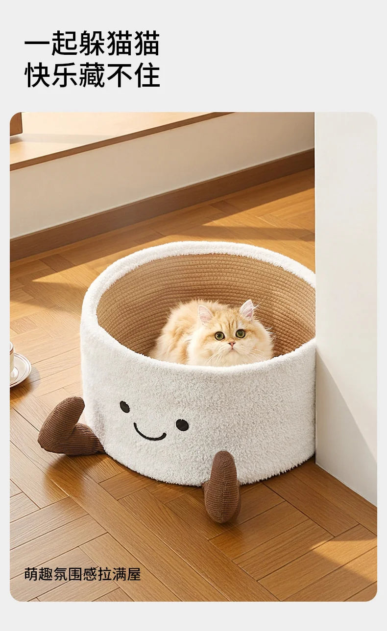 Cat Bed With Scratching Board Semi Enclosed Cozy Nest For Indoor Cats Kittens And Pets Perfect Christmas Gift For Cat Lovers