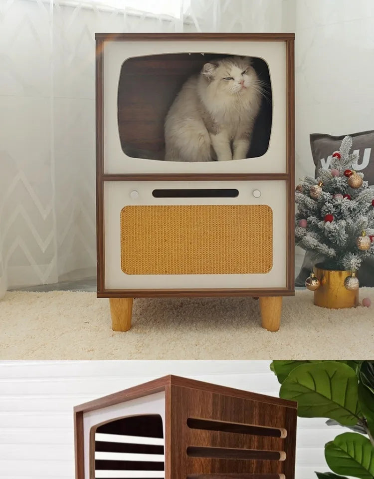 Solid Wood Cat Beds Creative Cat Furniture Bed House Pet Kitten Cats Home Houses Pets Supplies Hiding Beds Tunnel Rooms Houses