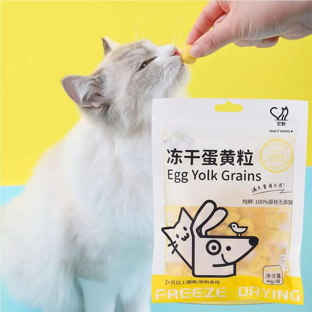 40g 40g Freeze Dried Egg Yolk Granules Freeze Dried Pet Food For Cat/Dog Snacks Safe Healthy Food Snacks