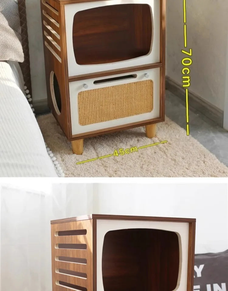 Solid Wood Cat Beds Creative Cat Furniture Bed House Pet Kitten Cats Home Houses Pets Supplies Hiding Beds Tunnel Rooms Houses