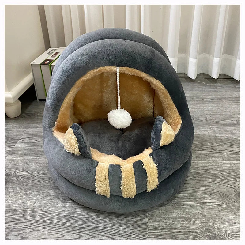 Cat Bed House Kennel Nest Round Pets Sleeping Cave Kitten Beds Pet Basket Cozy Kitten Lounger Cushion Cat House Tent Dog House