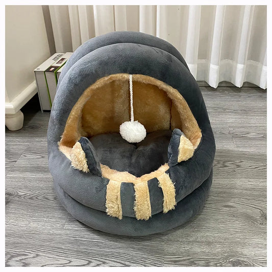 Cat Bed House Kennel Nest Round Pets Sleeping Cave Kitten Beds Pet Basket Cozy Kitten Lounger Cushion Cat House Tent Dog House