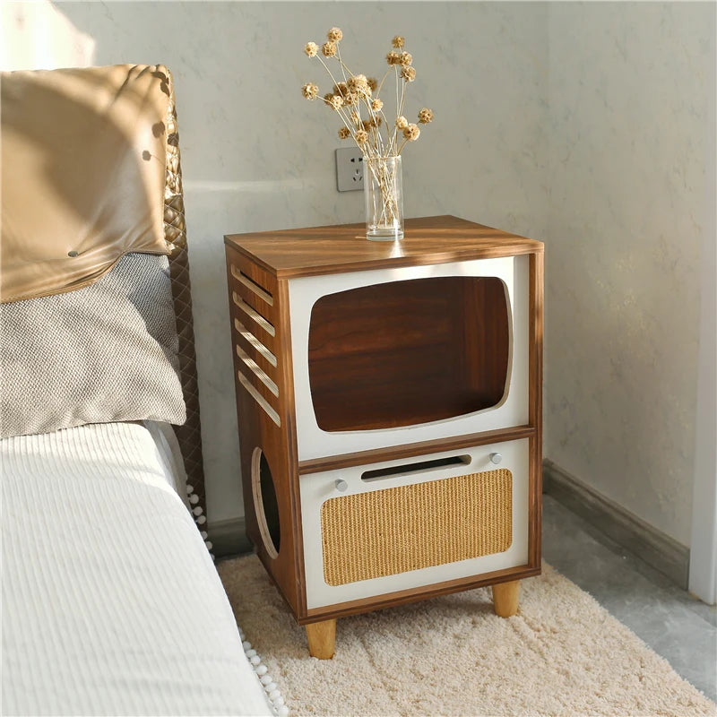 Solid Wood Cat Beds Creative Cat Furniture Bed House Pet Kitten Cats Home Houses Pets Supplies Hiding Beds Tunnel Rooms Houses