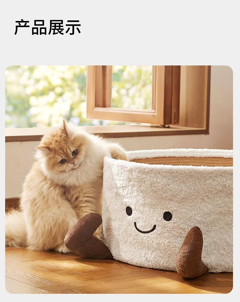 Cat Bed With Scratching Board Semi Enclosed Cozy Nest For Indoor Cats Kittens And Pets Perfect Christmas Gift For Cat Lovers