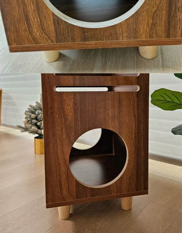 Solid Wood Cat Beds Creative Cat Furniture Bed House Pet Kitten Cats Home Houses Pets Supplies Hiding Beds Tunnel Rooms Houses