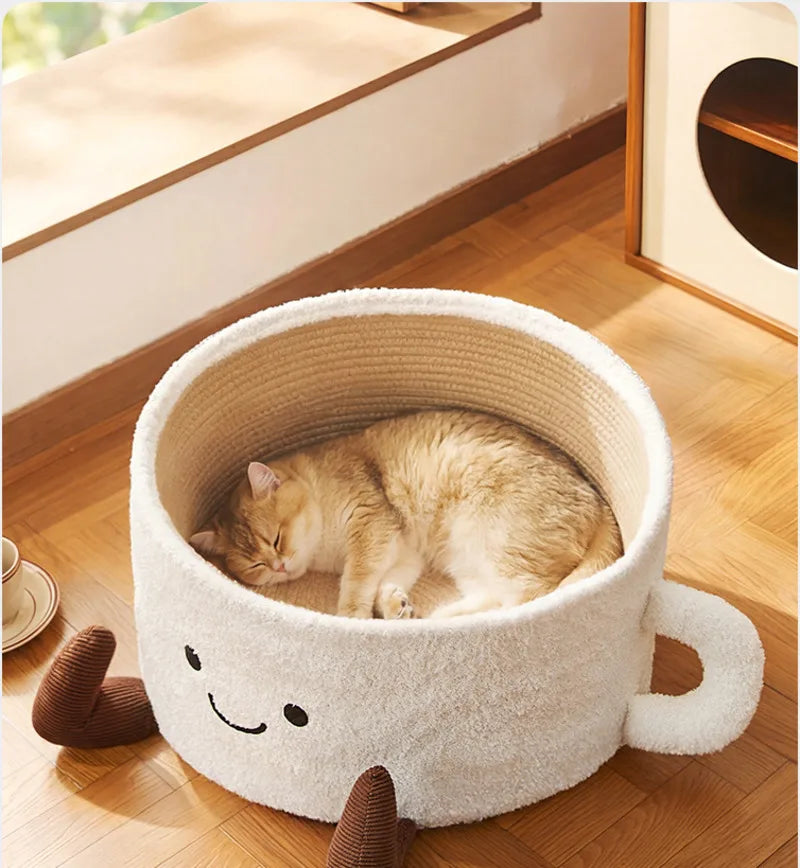 Cat Bed With Scratching Board Semi Enclosed Cozy Nest For Indoor Cats Kittens And Pets Perfect Christmas Gift For Cat Lovers