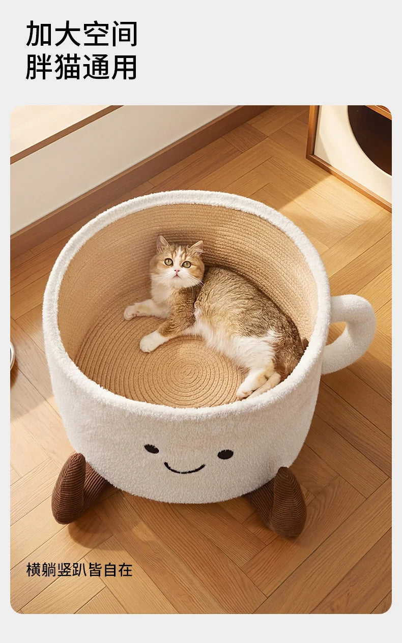 Cat Bed With Scratching Board Semi Enclosed Cozy Nest For Indoor Cats Kittens And Pets Perfect Christmas Gift For Cat Lovers