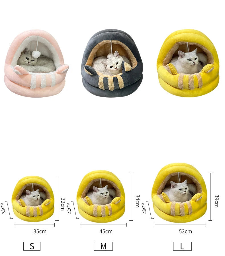Cat Bed House Kennel Nest Round Pets Sleeping Cave Kitten Beds Pet Basket Cozy Kitten Lounger Cushion Cat House Tent Dog House