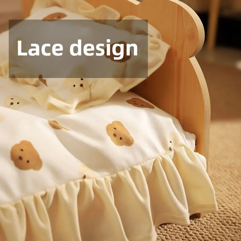 Wooden Cat Bed Keep Warm Rest Cat Kennel Removable and Washable Four-season Cat Bed Cute Wooden Shape Sleeping Pet Products