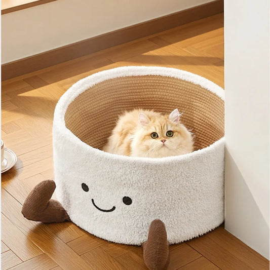 Cat Bed With Scratching Board Semi Enclosed Cozy Nest For Indoor Cats Kittens And Pets Perfect Christmas Gift For Cat Lovers